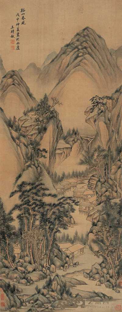 王时敏（款） 溪山春晓 立轴 128×50cm